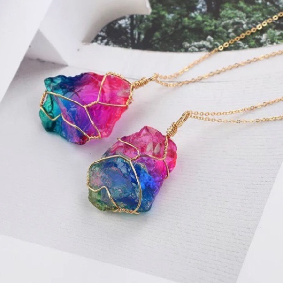 iHeartRaves Jewelry - Chakra Quartz Rainbow Rock Necklace🌈